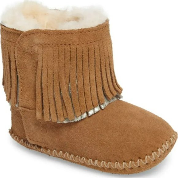 UGG Shoes Ugg Kids Girls Branyon Fringe Genuine Shearling Bootie